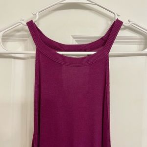 Halter Ribbed Knit Tank Keyhole Back